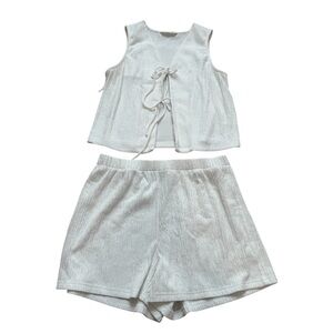 Commense White Short and Tie Front Tank Set